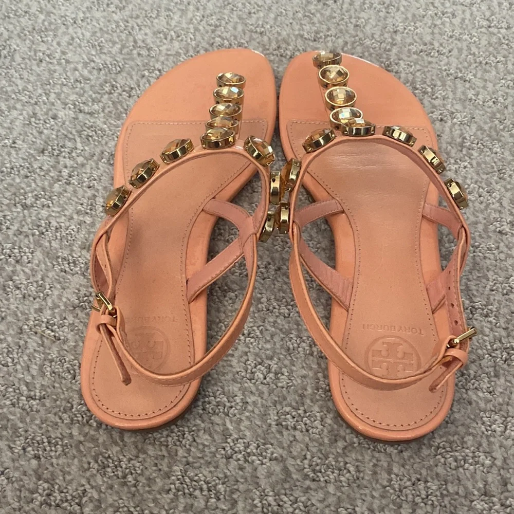 Tory Burch Patent Jeweled Sandals Sz 7.5
